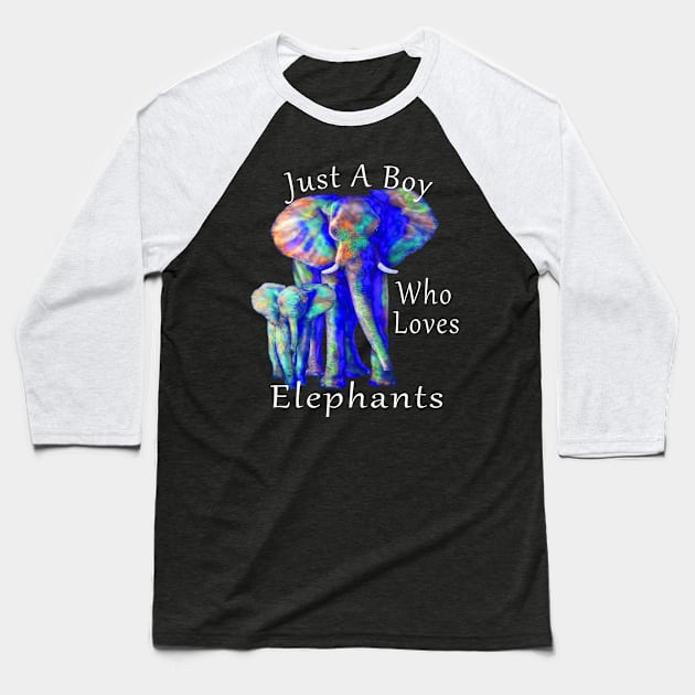 Just A Boy Who Loves Elephants Baseball T-Shirt by macdonaldcreativestudios